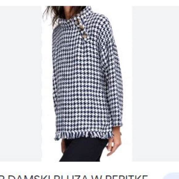 Zara - Dark Navy Houndstooth Cape - Size Large - Picture 5 of 10